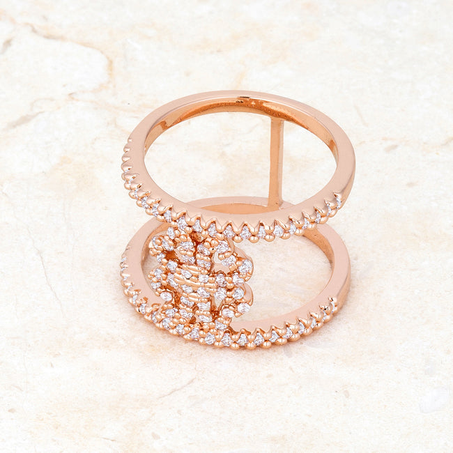 Lauren 0.4ct CZ Rose Gold Delicate Clover Wrap Ring - The Best Accessory