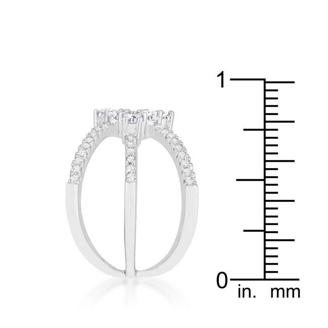 Rhodium Plated Mindy 0.8ct CZ Delicate Triple Wrap Ring - The Best Accessory
