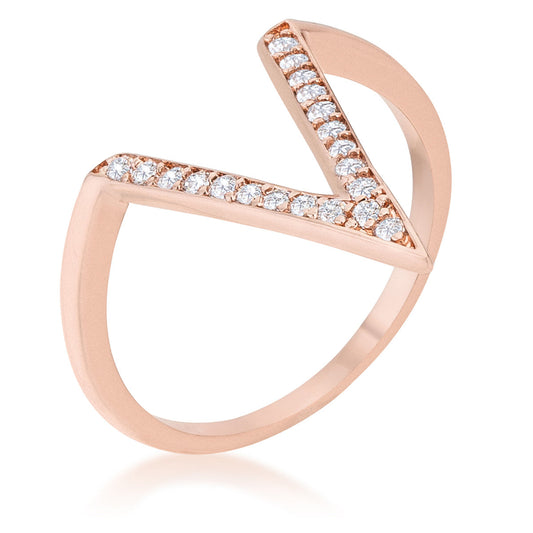 Michelle 0.2ct CZ Rose Gold Delicate V-Shape Ring - The Best Accessory