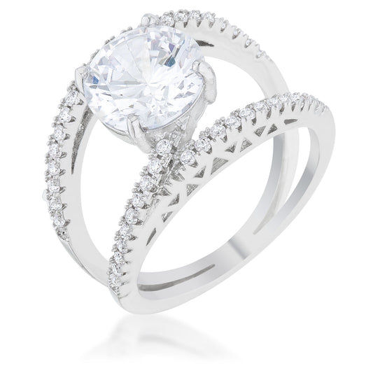 Girana 3ct Clear CZ Rhodium Contemporary Ring - The Best Accessory