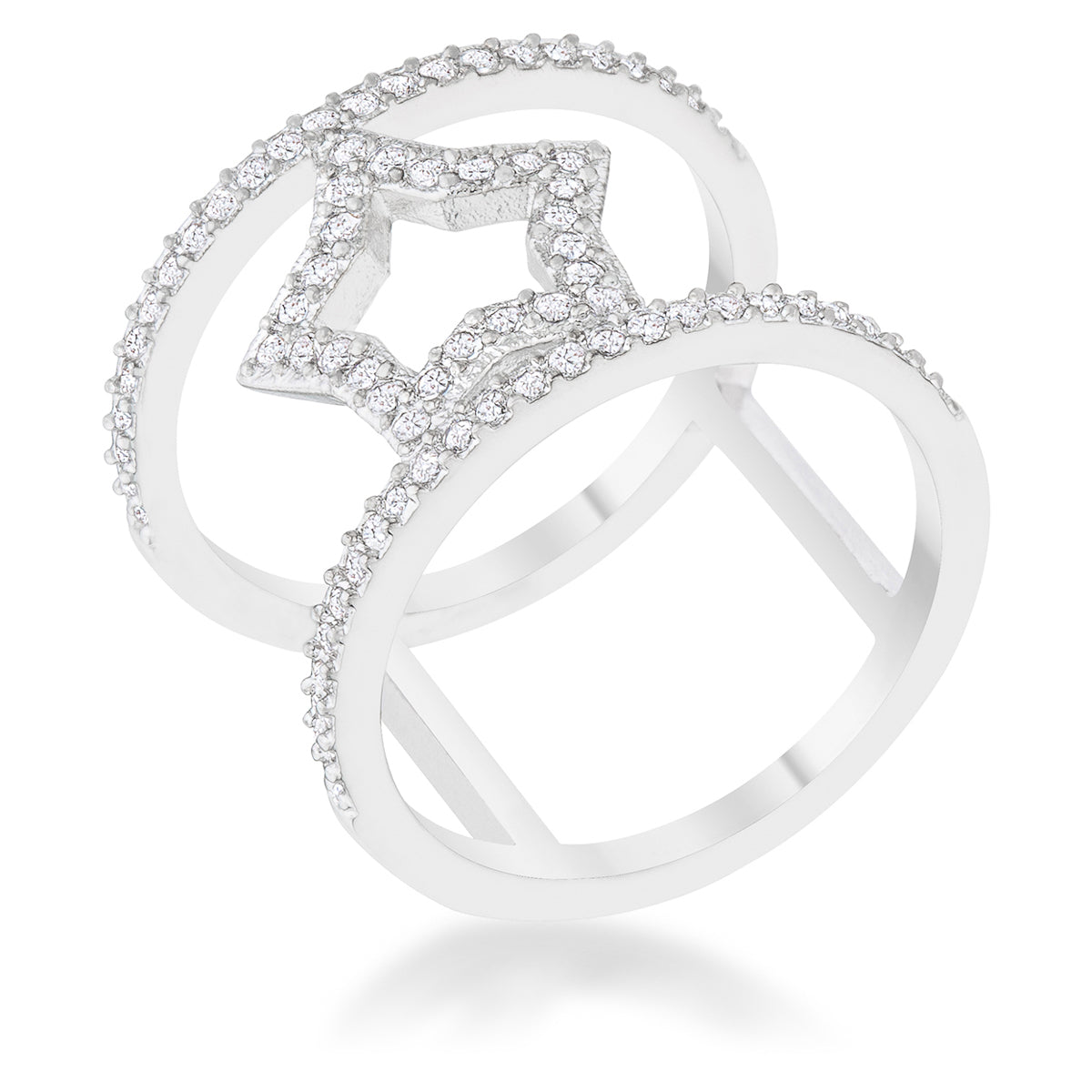 Nailey 0.75ct CZ Rhodium Star Contemporary Ring - The Best Accessory