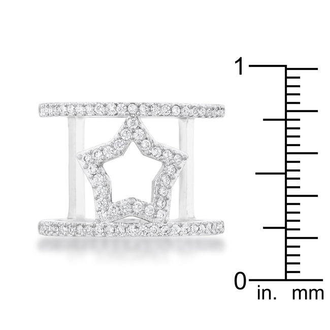 Nailey 0.75ct CZ Rhodium Star Contemporary Ring - The Best Accessory