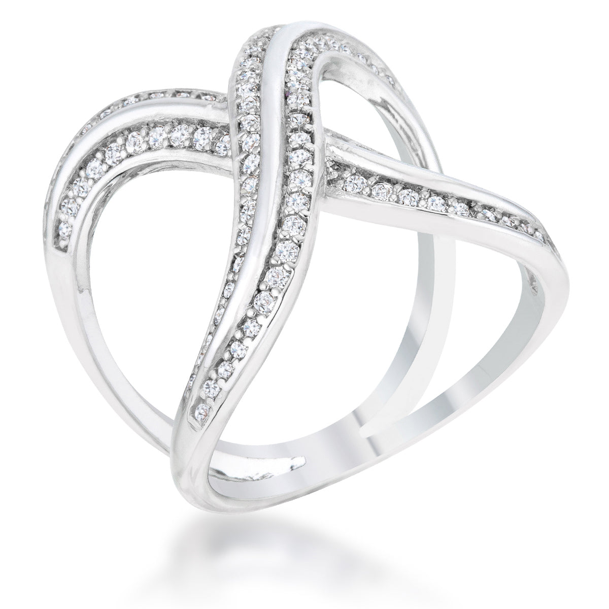 Christa 0.4ct CZ Rhodium Pave X Ring - The Best Accessory