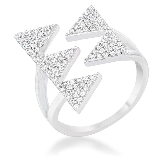 Nori 0.63ct CZ Rhodium Geometric Contemporary Ring - The Best Accessory