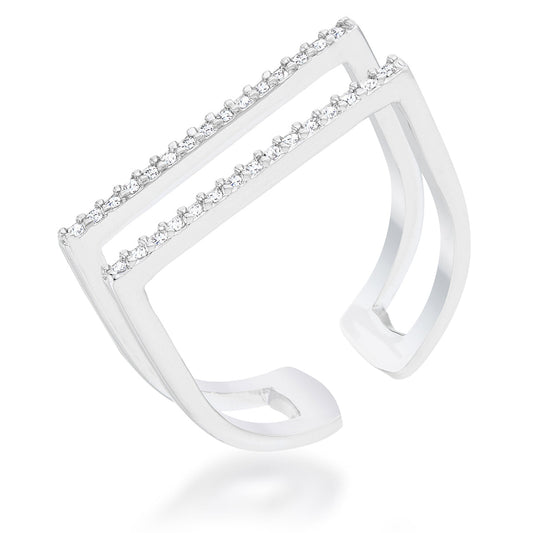 Jenn 0.2ct CZ Rhodium Pave Parallel Ring - The Best Accessory