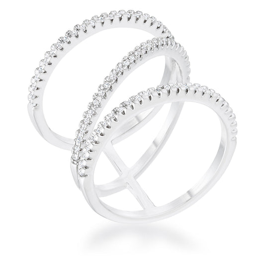 Shauna 0.4ct CZ Rhodium Wide Contemporary Ring - The Best Accessory