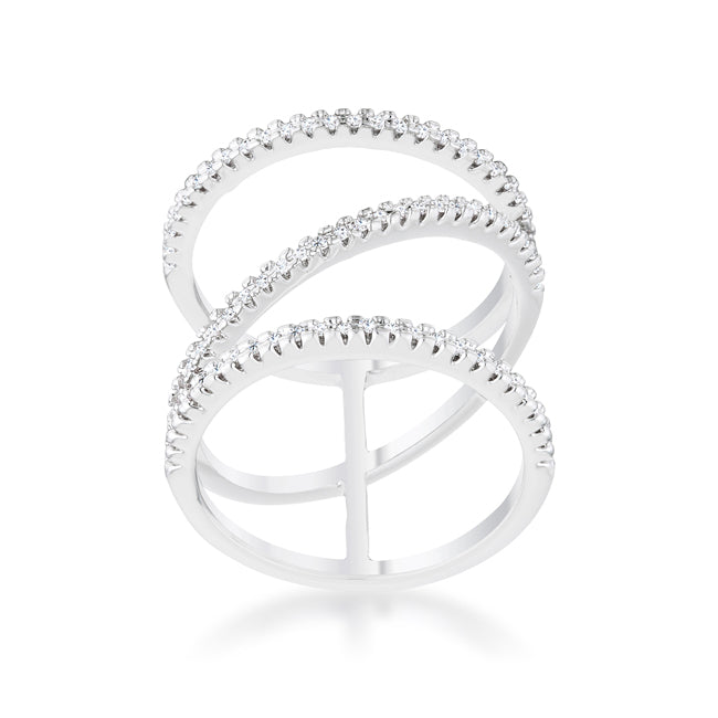 Shauna 0.4ct CZ Rhodium Wide Contemporary Ring - The Best Accessory