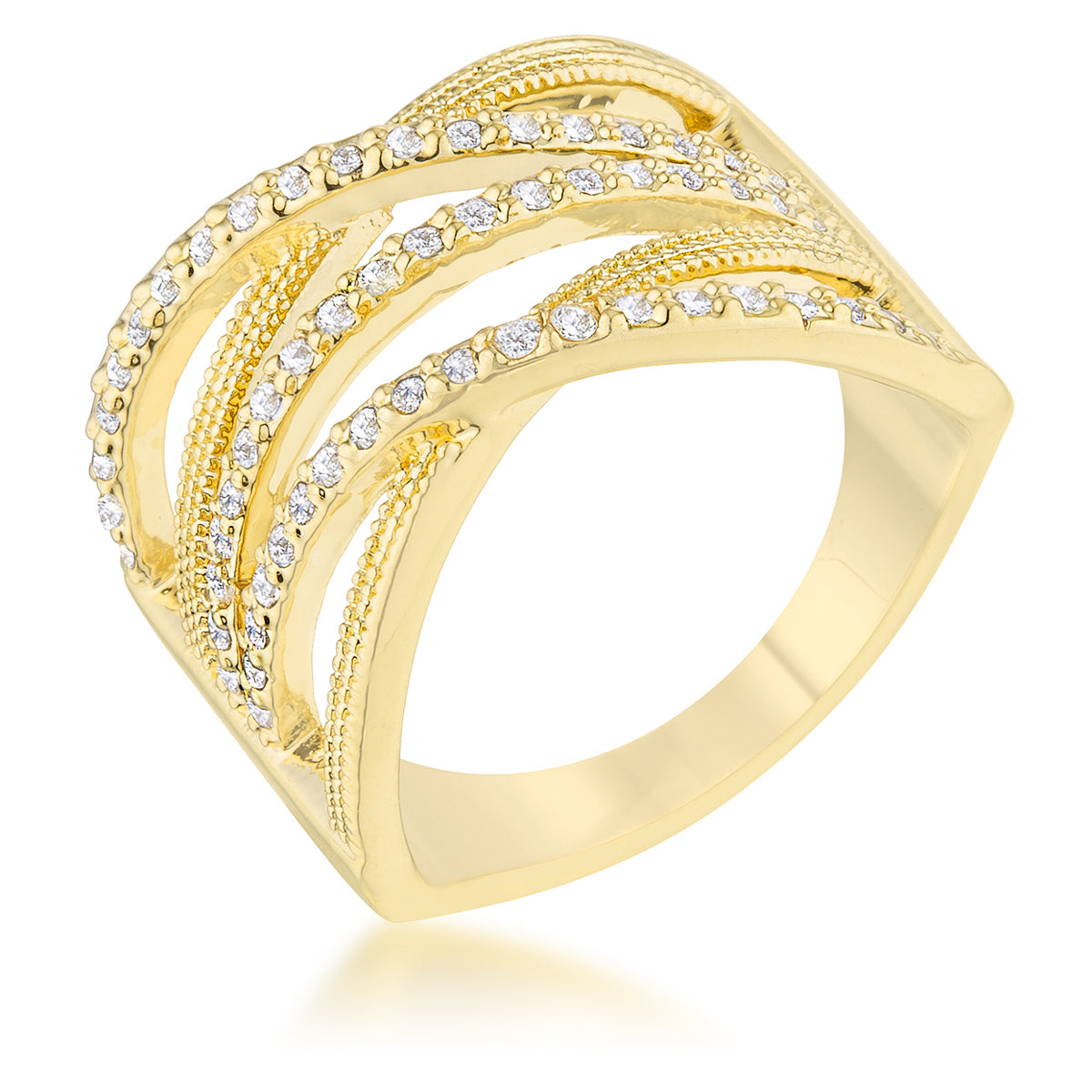 Greta 0.57ct CZ 14k Gold Wide Cocktail Cable Ring - The Best Accessory