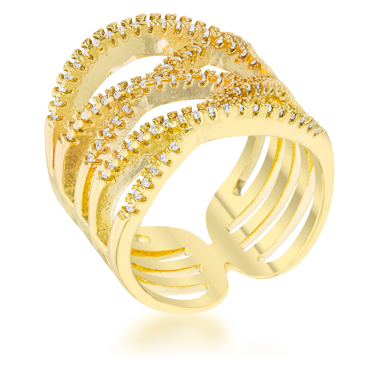 Mandy 0.6ct CZ 14k Gold Contemporary Wide Ring - The Best Accessory