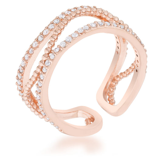 Marina 0.5ct CZ Rose Gold Abstract Cuff Ring - The Best Accessory