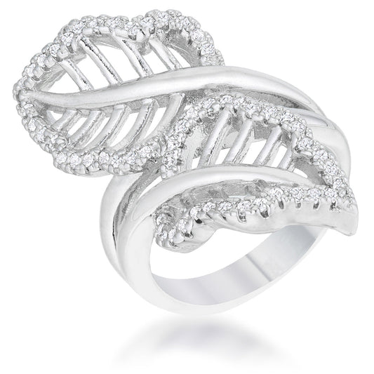 Lina 0.4ct CZ Rhodium Leaf Wrap Ring - The Best Accessory