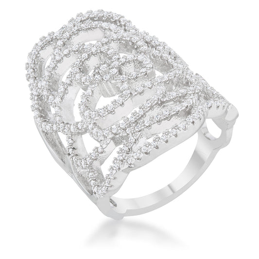Rosa 1.25ct CZ Rhodium Filigree Cocktail Ring - The Best Accessory