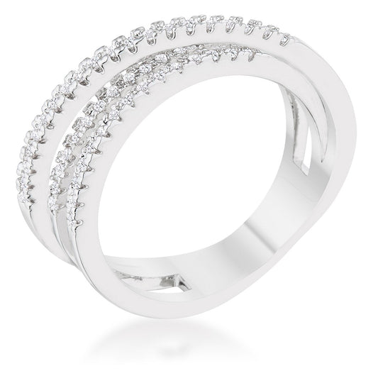 Laurie 0.2ct CZ Rhodium Contemporary Trio Band Ring - The Best Accessory