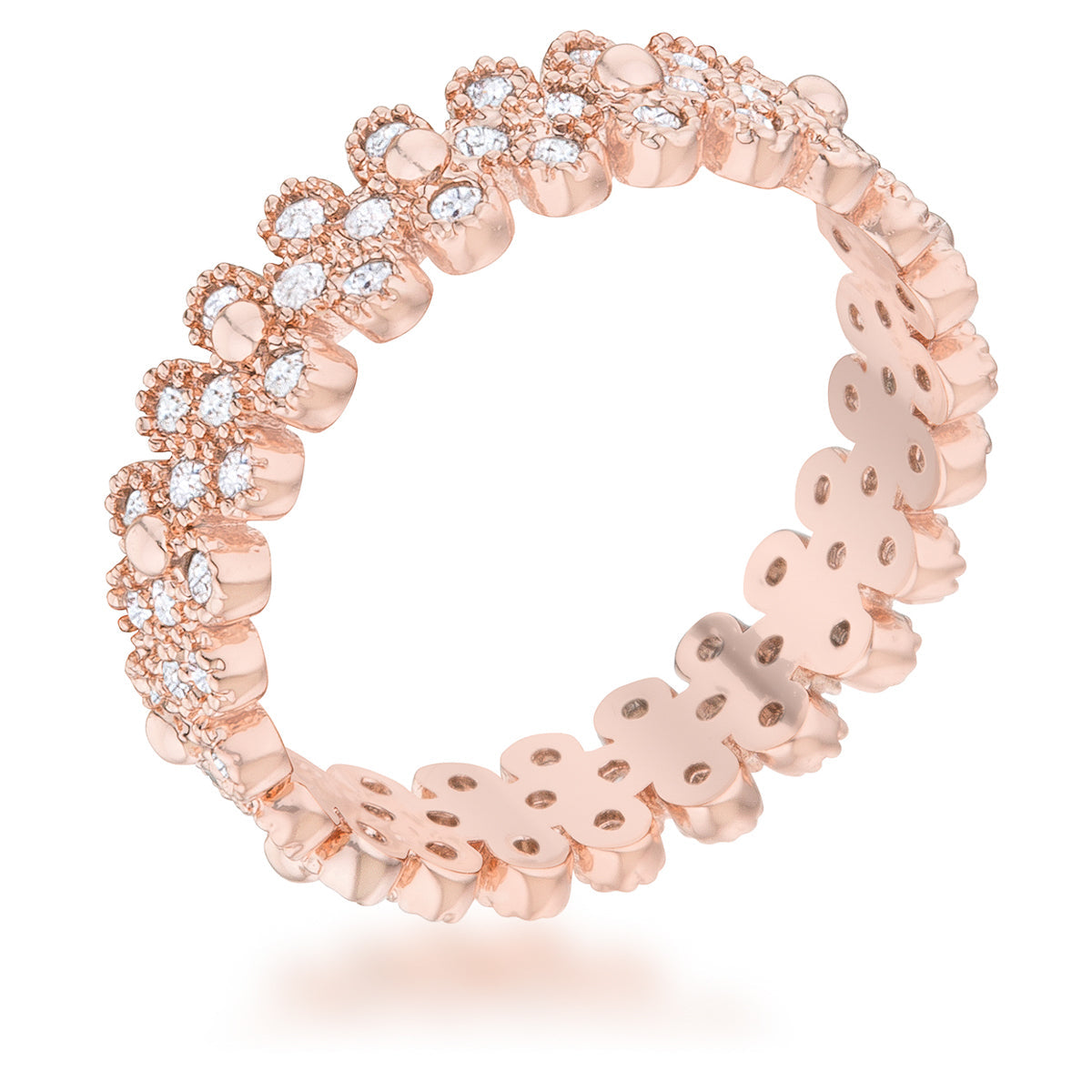 Clara 1ct CZ Rose Gold Textured Bezel Set Eternity Ring - The Best Accessory