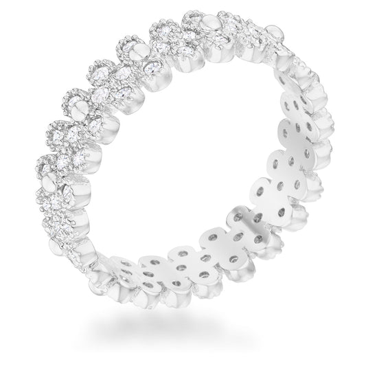 Clara 1ct CZ Rhodium Textured Bezel Set Eternity Ring - The Best Accessory