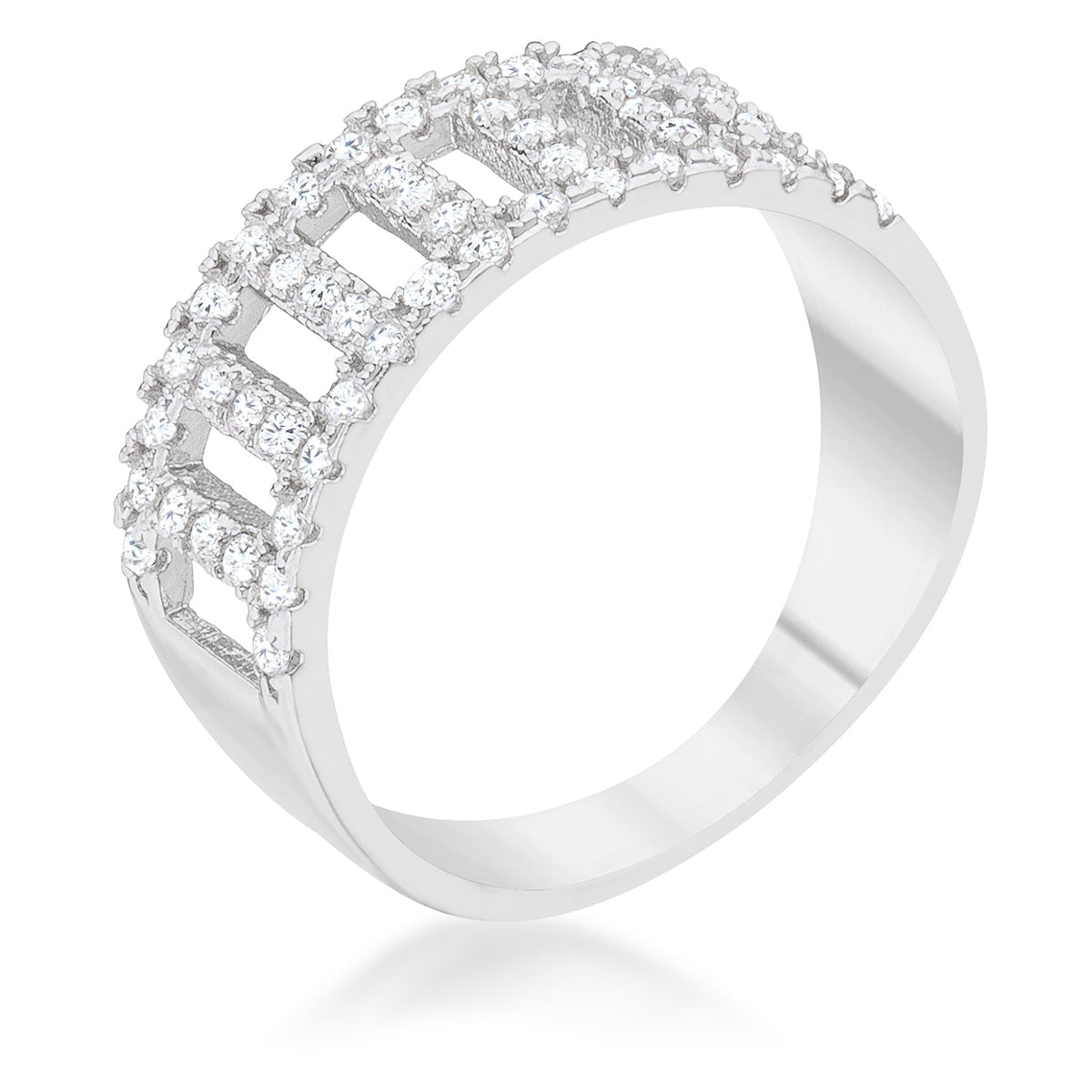 Rey 0.5ct CZ Rhodium Contemporary Band Ring - The Best Accessory