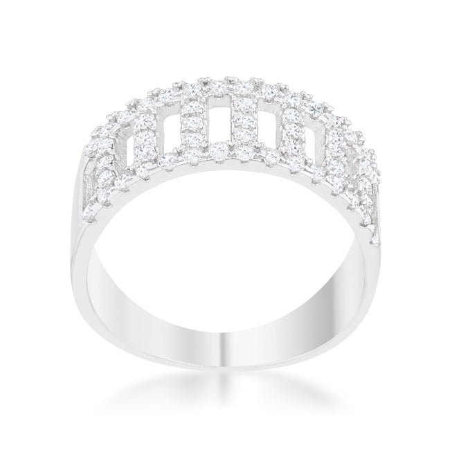 Rey 0.5ct CZ Rhodium Contemporary Band Ring - The Best Accessory