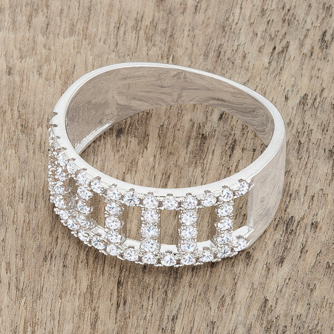 Rey 0.5ct CZ Rhodium Contemporary Band Ring - The Best Accessory