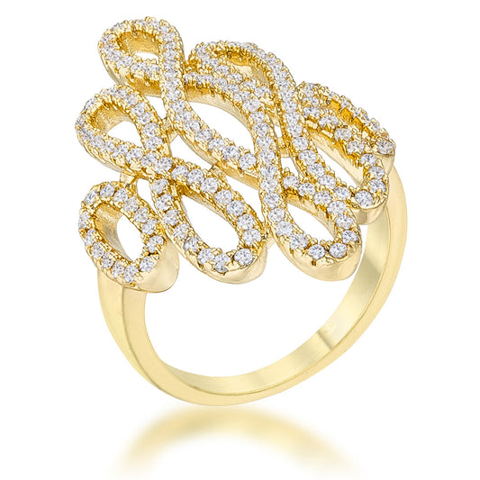 Natasha 0.94ct CZ 14k Gold Contemporary Cocktail Ring - The Best Accessory