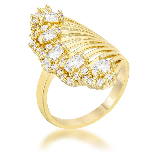 Natalie 2.15ct CZ 14k Gold Contemporary Cocktail Ring - The Best Accessory