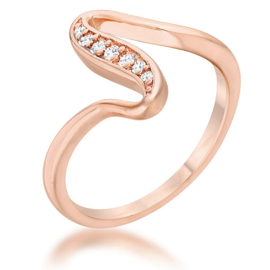 Sheryl 0.07ct CZ 14k Rose Gold Simple Wave Ring - The Best Accessory