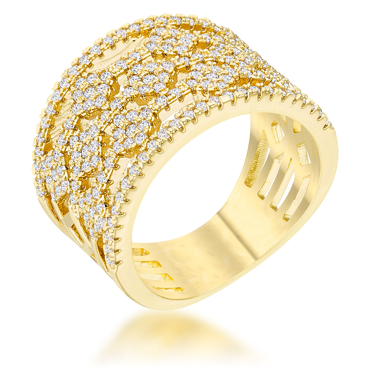 Marlene 0.6ct CZ 14k Gold Wide Band Cocktail Ring - The Best Accessory