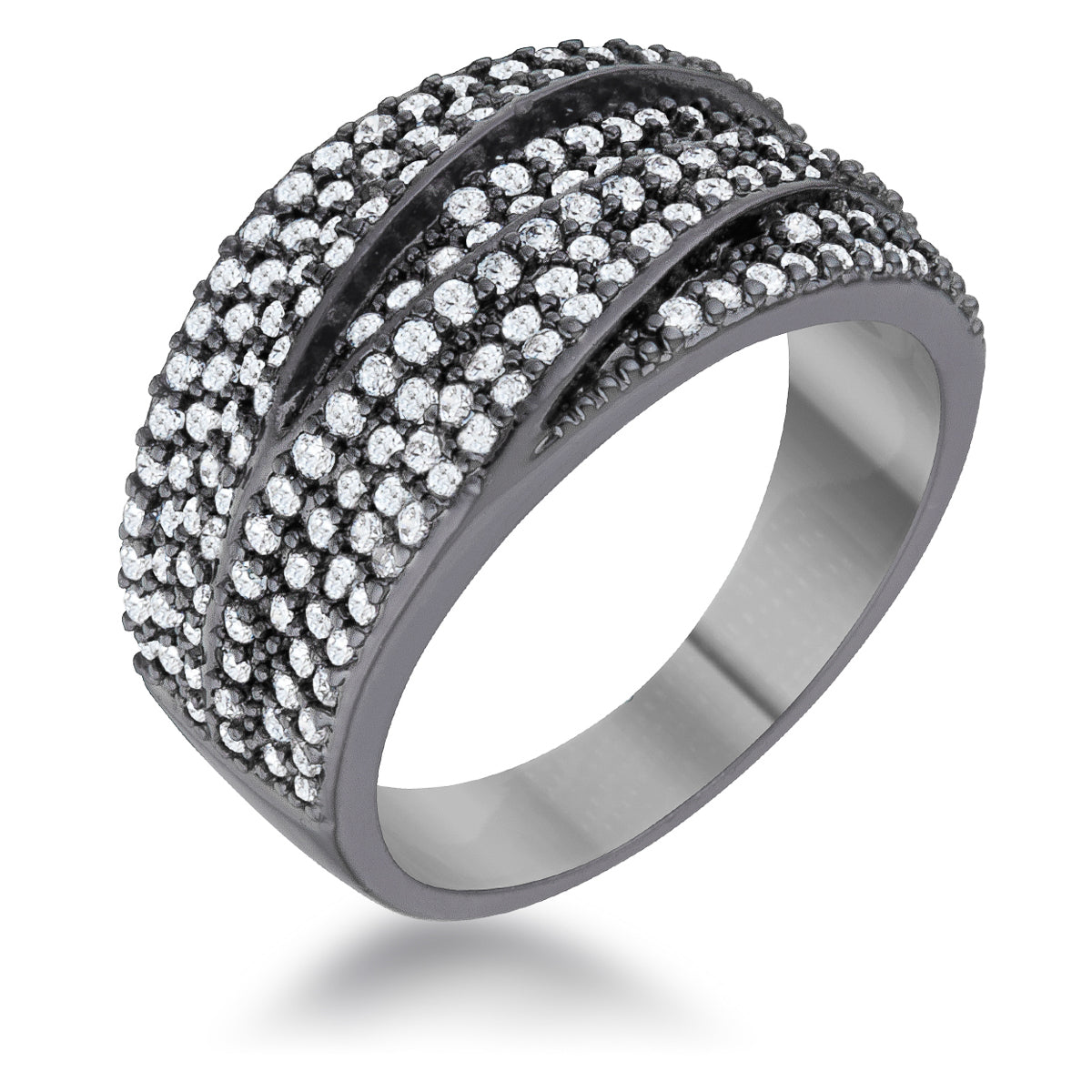 Kina 1.7ct Clear CZ Hematite Contemporary Cocktail Ring - The Best Accessory