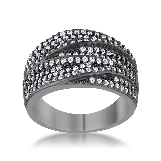 Kina 1.7ct Clear CZ Hematite Contemporary Cocktail Ring - The Best Accessory