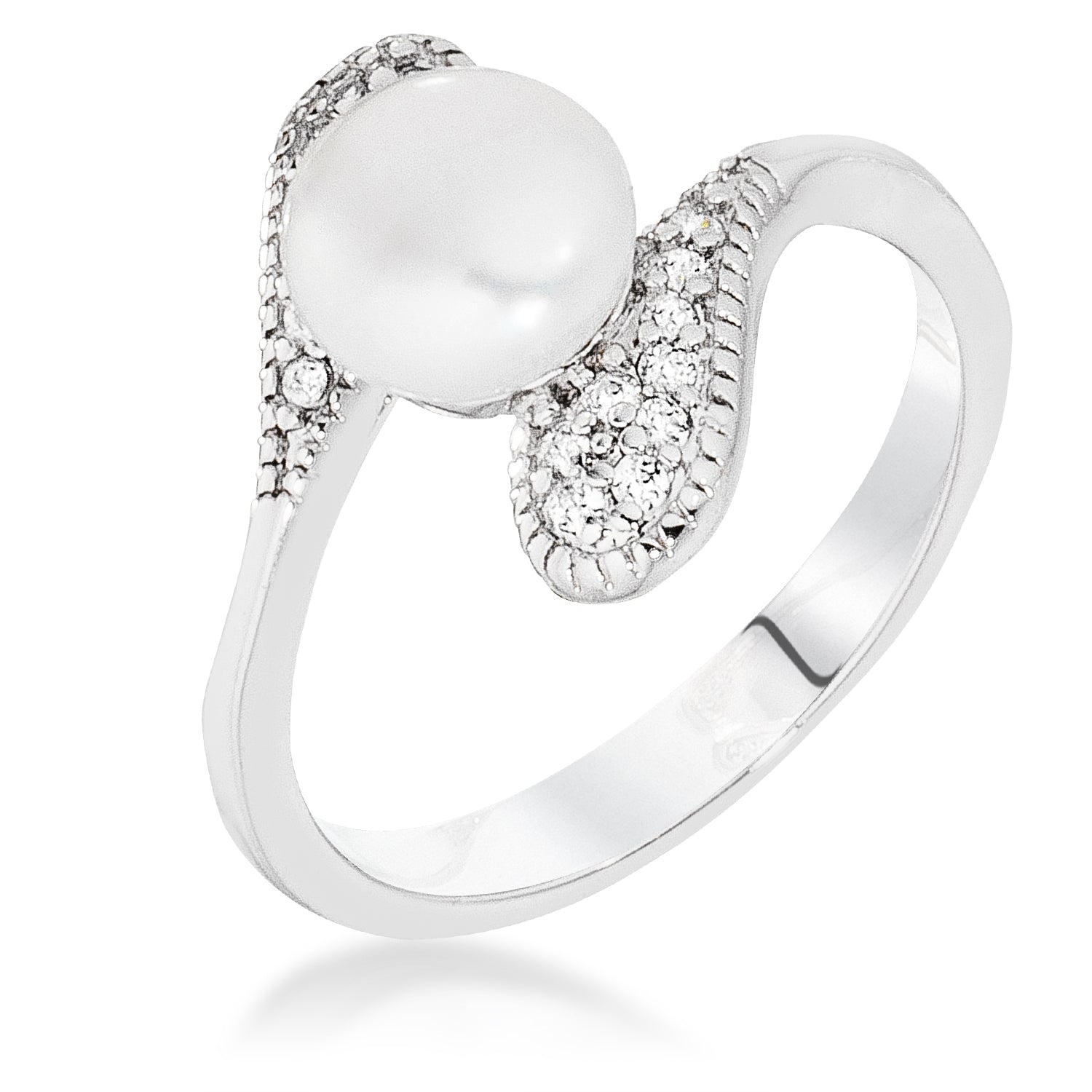 Rhodium Pearl Interlocked Double Teardrop Ring - The Best Accessory