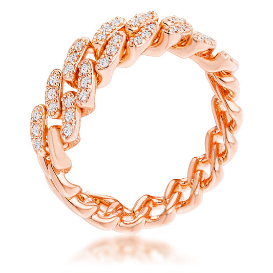 Rose Gold Plated Clear CZ Round Cut Flexible Chain Ring - The Best Accessory