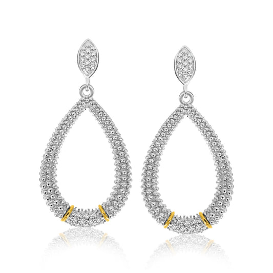 18k Yellow Gold & Sterling Silver Diamond Accented Graduated Popcorn Earrings - The Best Accessory