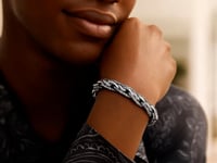 Oxidized Sterling Silver Mens Chain Bracelet in a Cable Motif (8.50 mm)