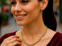 14k Yellow Gold Polished Oval Link Necklace