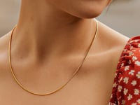 14k Yellow Gold Round Omega Necklace with Diamond Cuts (1.5 mm)