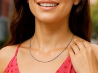 Sterling Silver Round Omega Style Chain Necklace with Rhodium Plating (1.55mm)