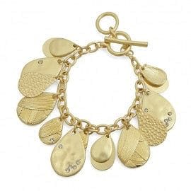 The Best Accessory Crystal Accented Multi Charm Toggle Bracelet