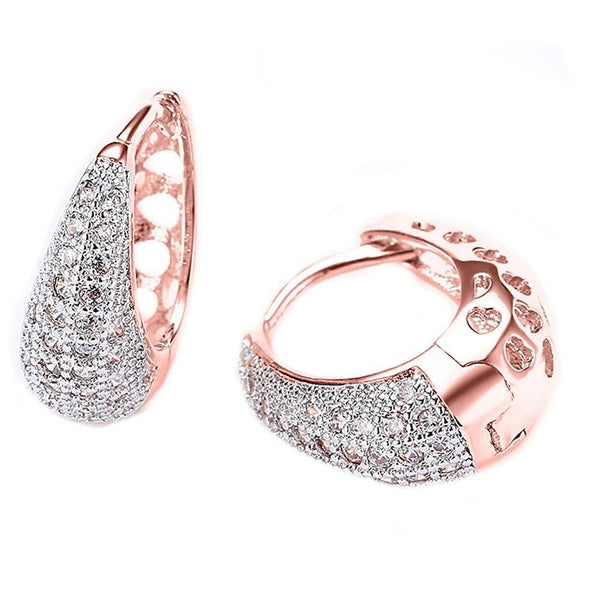The Best Accessory Crystal Pav'e Earrings Set in 18K Rose Gold Plate