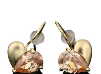 The Best Accessory Gold and Amber Heart Shaped Drop Earrings