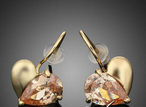 The Best Accessory Gold and Amber Heart Shaped Drop Earrings
