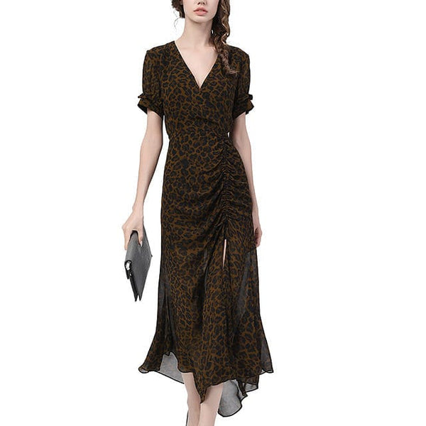 The Best Accessory Leopard / 4XL Elegant Chiffon Leopard Print Dress
