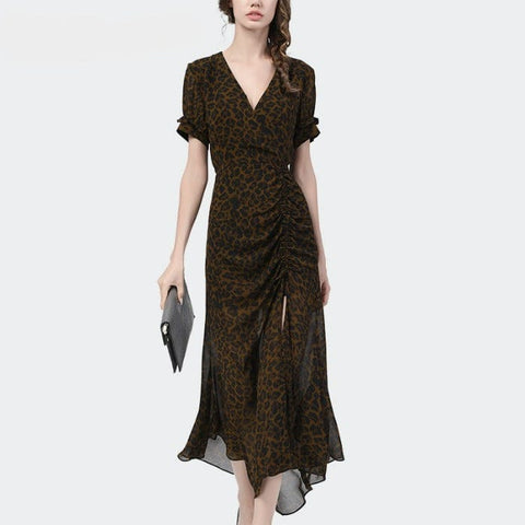 The Best Accessory Leopard / XXXL Elegant Chiffon Leopard Print Dress