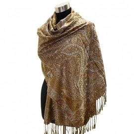 The Best Accessory Gold Multi Colored Paisley Pattern Pashmina