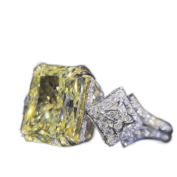 The Best Accessory Yellow Cubic Zirconia Square Stone Statement Ring