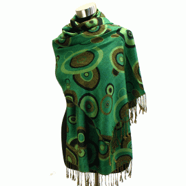 The Best Accessory Green Circle in Circle Reversible Pashmina