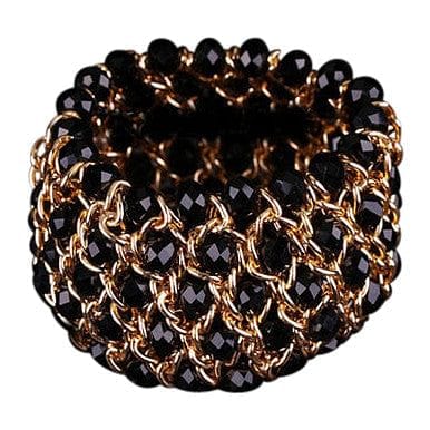 The Best Accessory Black Crystal Stone and Gold Chain Bracelet