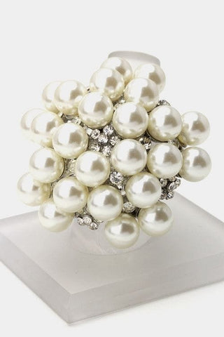 The Best Accessory Crystal and Pearl Stretch Ring