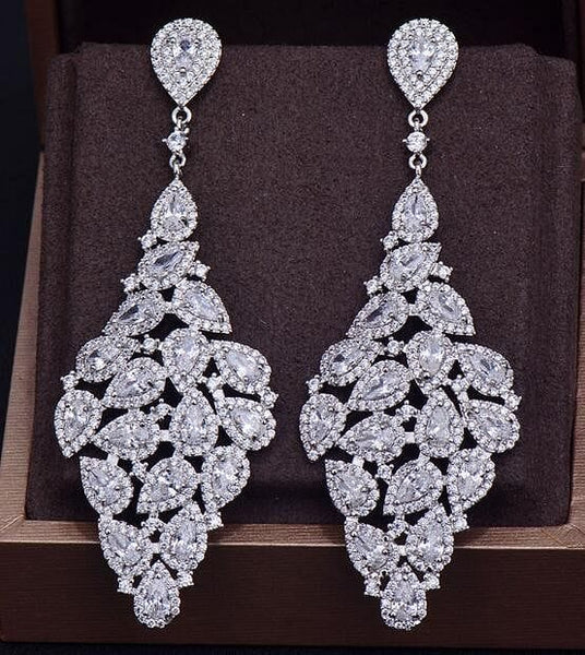 The Best Accessory Clear Luxurious Sparkling Statement Drop Earrings