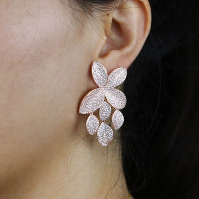 Luxury Micro Pave 5A CZ Big Flower Charm Drop Earrings - The Best Accessory