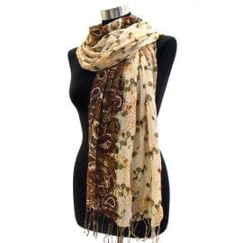 The Best Accessory Paisley Pattern Border Crinkled Pashmina