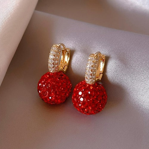 Exquisite Red CZ Crystal Ball Drop Earrings - The Best Accessory
